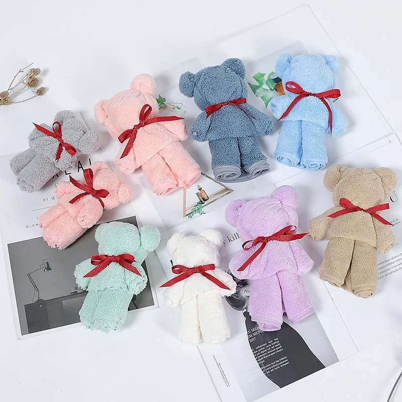 

2021 new cute cartoon bear towel multicolor coral velvet sports quick-drying towel absorbent swimming fitness yoga sports towel