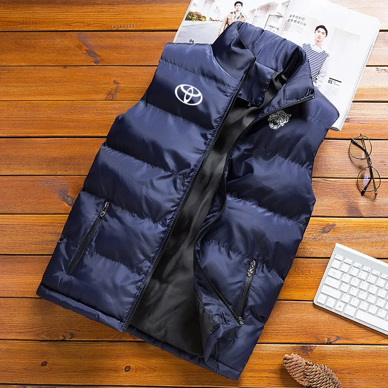 

2020 New Personality Man Vest Jacket Toyota Car Logo Print Fiber Polyester Men Vest Custom Made Brand Fashion Male Vest Jacket