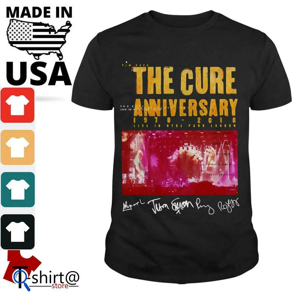Мужская футболка с рок группой Tour черная надписью The Cure Anniversary 1978 2019|Мужские