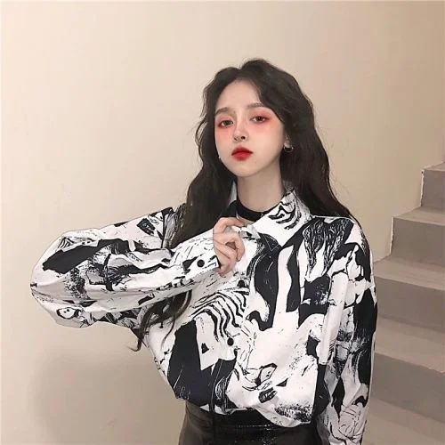 

Blouse Women Vintage Shirt Loose Long Sleeve Floral Shirt Women's Clothing Blusas Ropa De Mujer