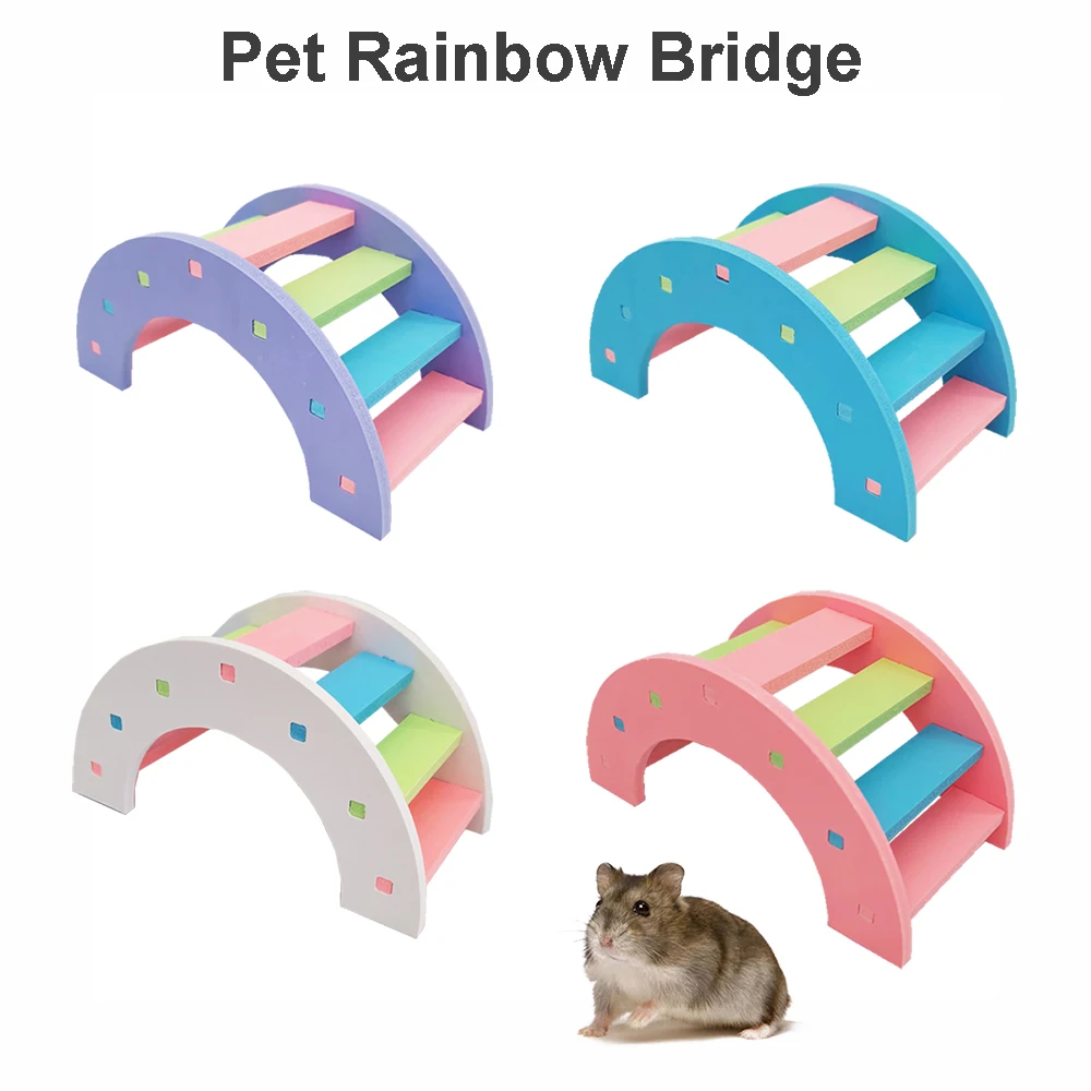 

Wooden Small Animals Ladder Rainbow Bridge Toys Guinea Pig Mice Squirrel Hamster Activity Climb Ladder Toys DIY Cage Accessories