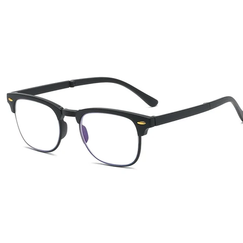 Легкие складные очки для чтения Для мужчин Для женщин Для мужчин противоусталостные с защитой от синего излучения Портативный пресбиопические очки с черной большой оправой с Чехол