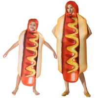 kids 3d hot dog print costumes mommy and me family matching clothes adults halloween party cosplay outfits