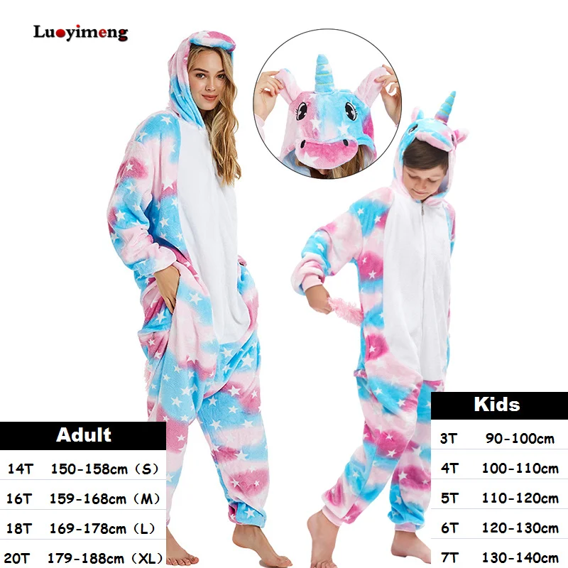 

Kids Kigurumi Onesie Adults Animal Overalls Flannel Panda Rabbit Pajamas Winter Boys Sleepwear Girls Kigurumi Pijama Unicornio
