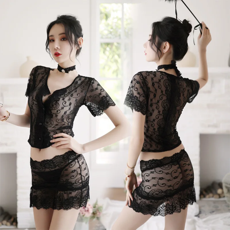 Сексуальное белье для взрослых юбка узкая форма секретаря костюм прозрачное