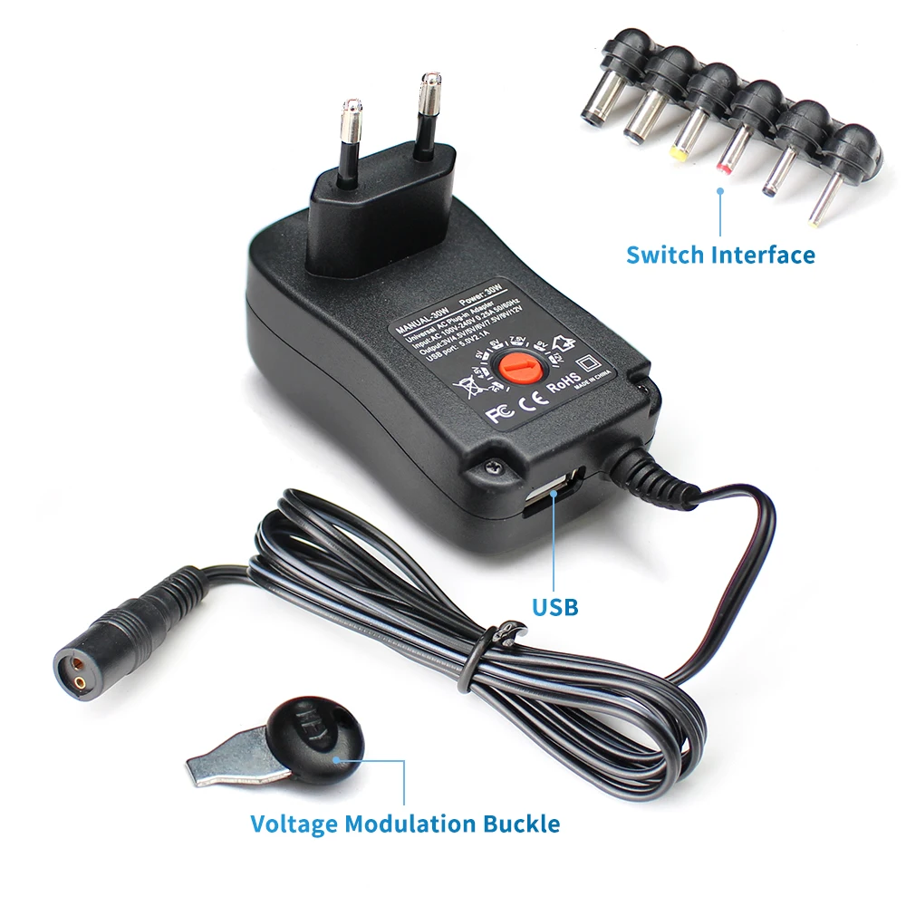 AC DC 3V 6V 9V 12V импульсный источник питания адаптер 2A 30W регулируемый - USB 220V до |