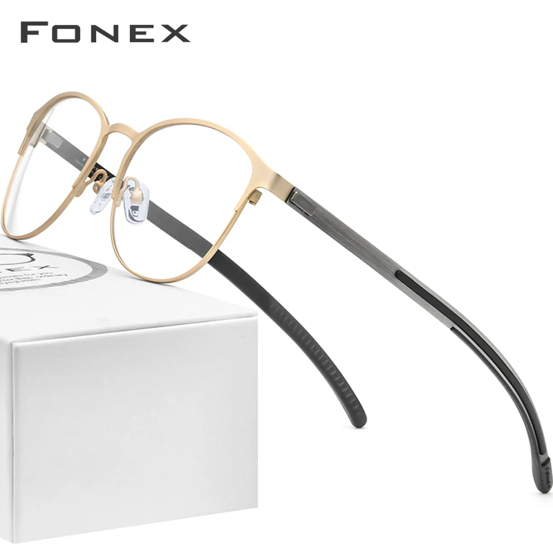 FONEX силиконовый сплав оптические оправы для очков Для мужчин по рецепту Ретро