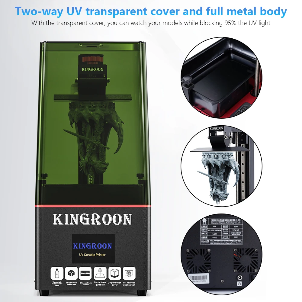 KINGROON KP6 моно 3D-принтер с 6 08 дюймовым монохромным экраном 2K LCD УФ-полимерные