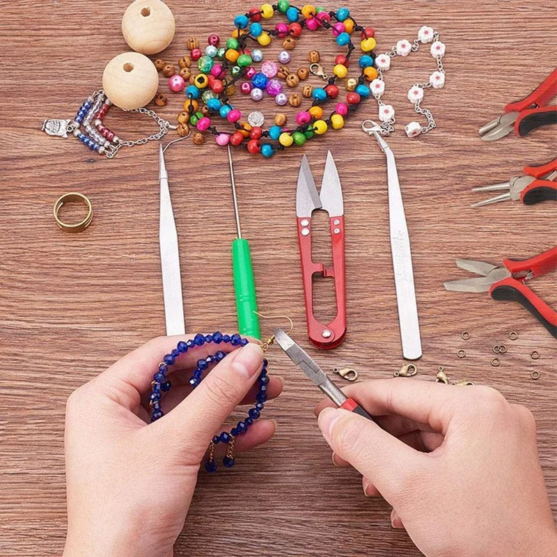 Ювелирные инструменты с плоскогубцами Пинцет бисер Ножи Ножницы Awl набор