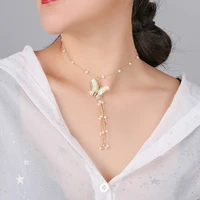 arlie new beautiful butterfly pendant necklaces for women exquisite long tassel pearl necklaces weddings jewelry party gift