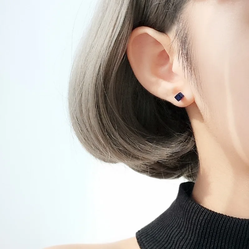 Новое поступление Комбинированные Серьги гвоздики черные элегантные квадратные