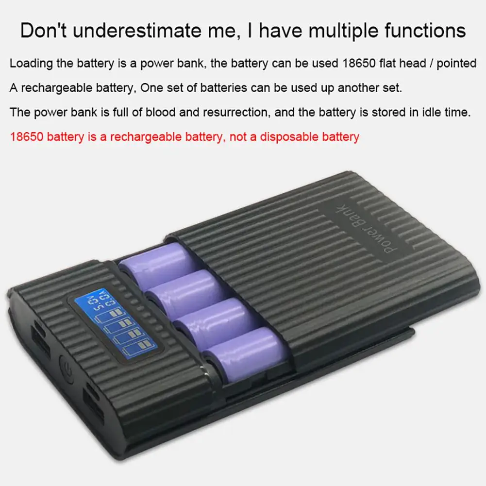 Зарядное устройство 18650 с ЖК-дисплеем быстрая зарядка Двойной выход USB (без