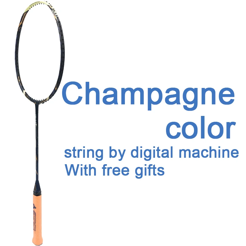 Champagne Color ESPER профессиональная ракетка для бадминтона 4U углеродное волокно легкая графитовая ракетка высокого качества высокого напряжения с струной и подарками - Цвет: Champagne Color