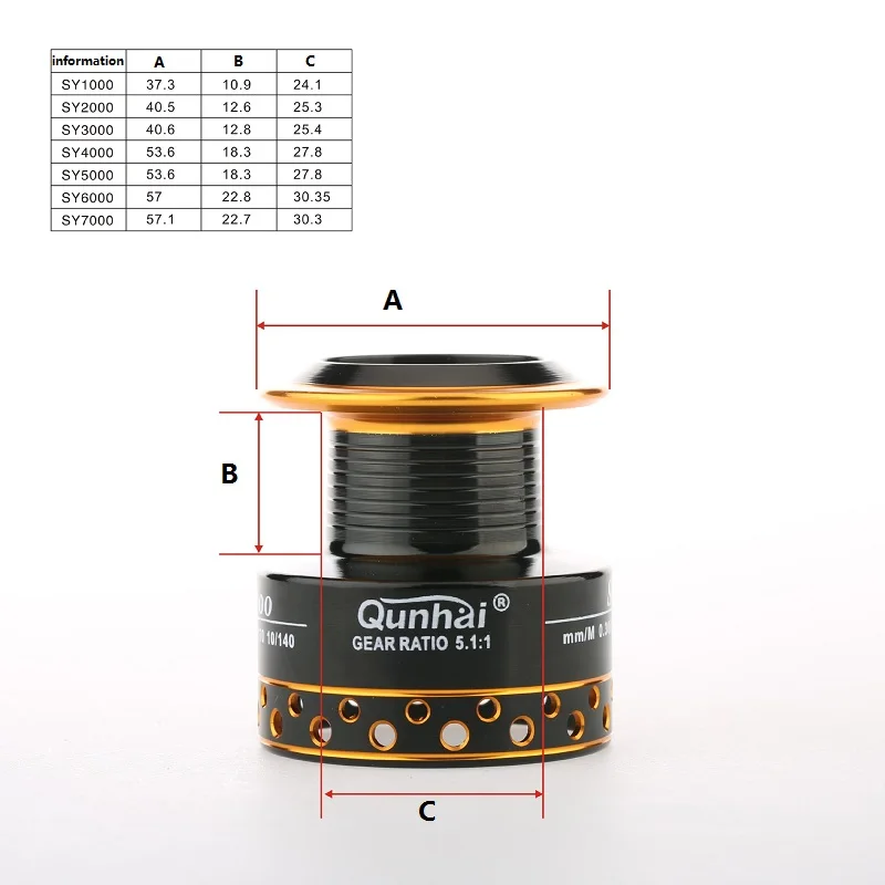 

All Metal Fishing Reel 5.1:1 High Speed Spool Spinning Fishing Reel SY1000-7000 8KG Max Drag Stainless Steel Fishing Wheel