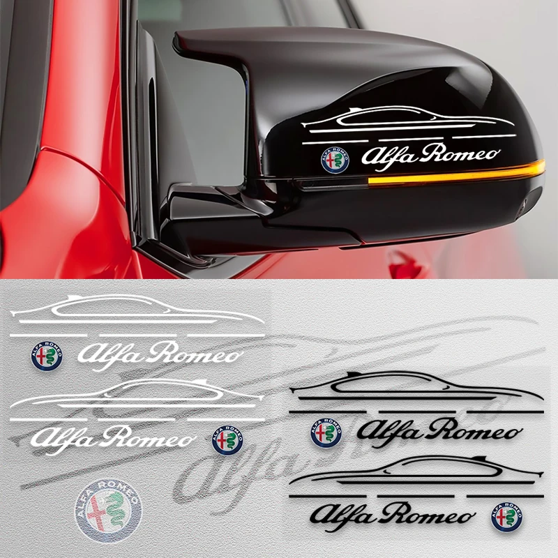 

2Pcs Car Rearview Mirror Sticker Front Bumper Reflective Sticker For Alfa Romeo 147 156 159 166 Giulietta Giulia Mito Stelvio