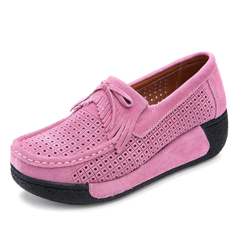 Туфли BeckyWalk женские из натуральной кожи Мокасины кроссовки на платформе вырезы