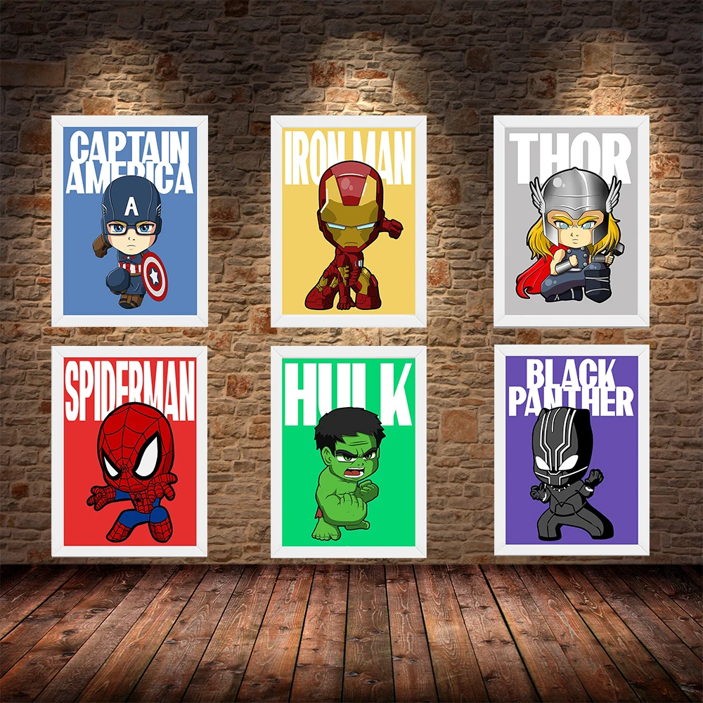 Настенная картина из мультфильма Marvel Мстители рисунок на холсте супергерой