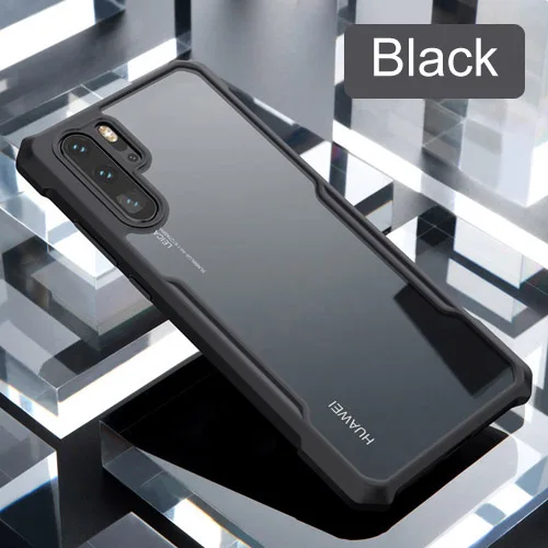 Black Phone Case Для huawei P30 P30 Pro Чехол для телефона Capa Xundd роскошные подушки безопасности противоударный Прозрачный задний Чехол для huawei P20 Pro P20 чехол Funda - Цвет: Black Phone Case