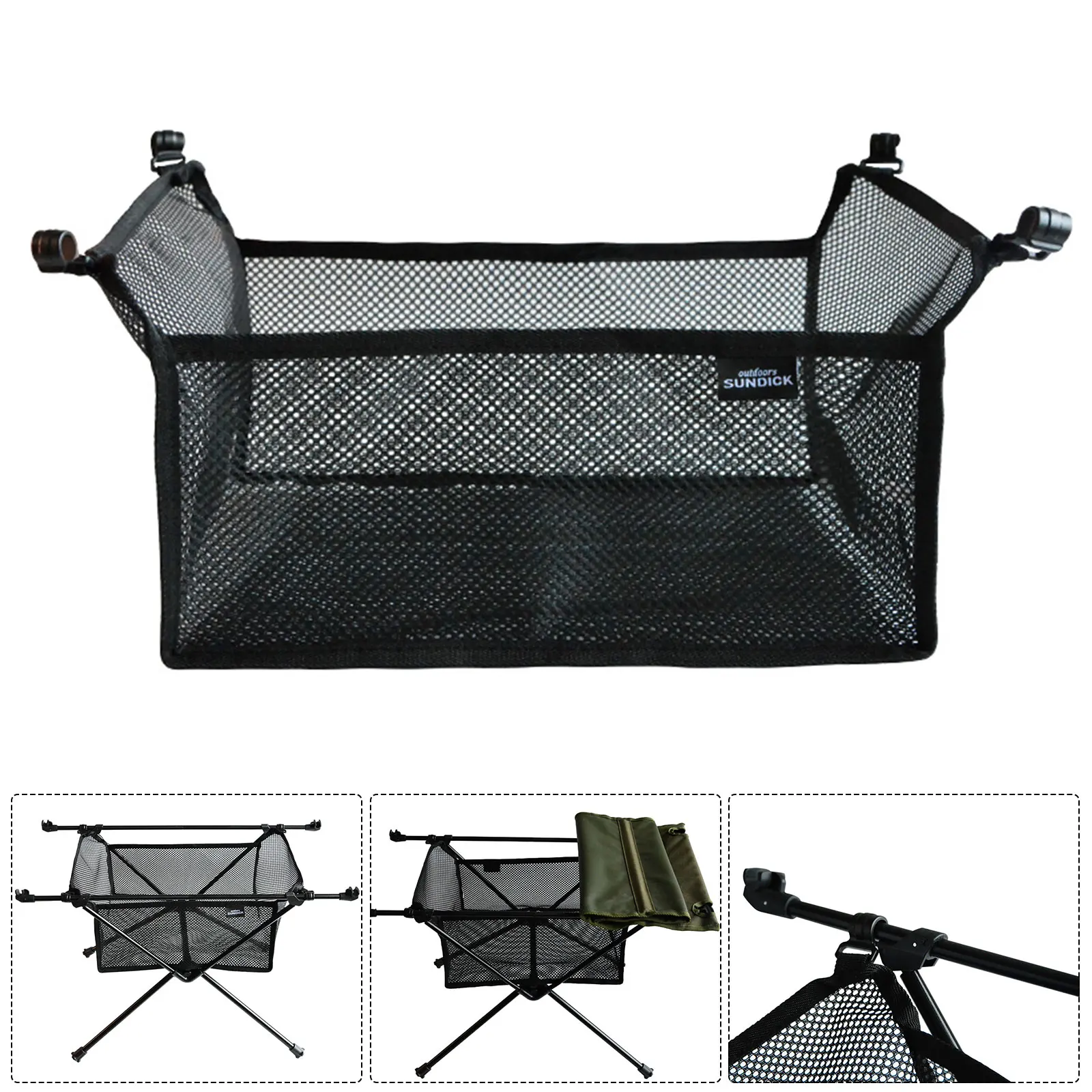 

Outdoor Folding Table Net Bag Fine-Knitted Thick Net Storage Bag under Desk Rack Portable Lightweight Foldable Desk Shelf Bag