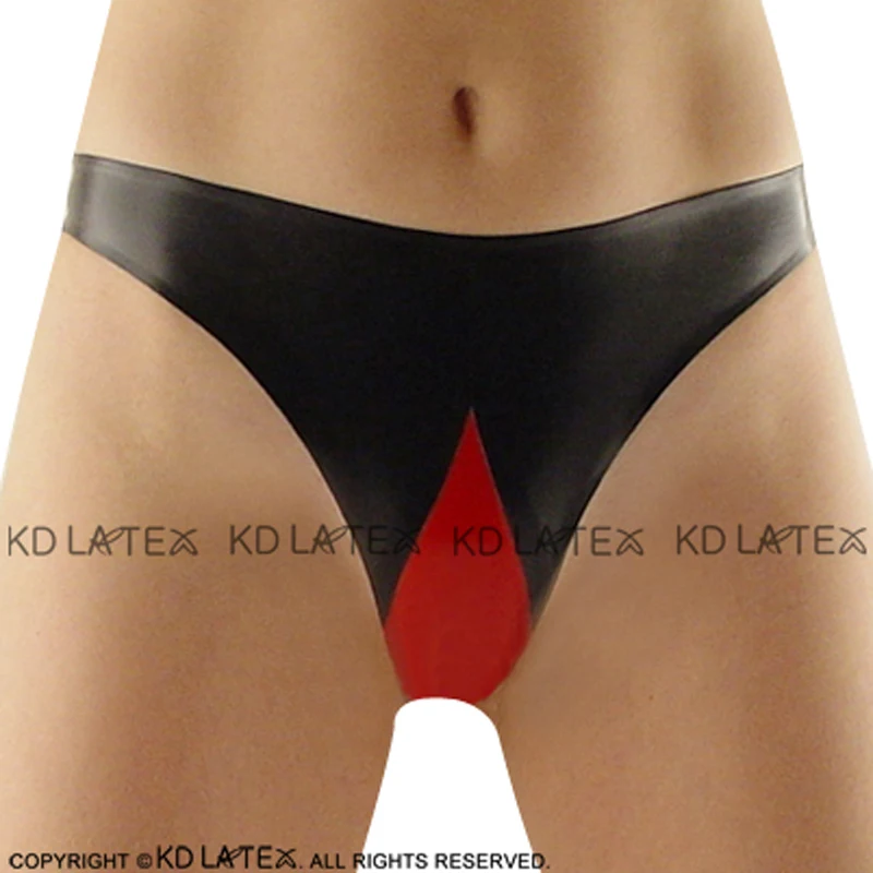 

Black And Red Sexy Latex Briefs With Trims At Front Rubber Underwears Panties Underpants DK-0142