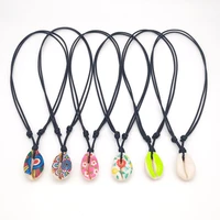ethnic bohemian printed shell necklace pendant hippie adjustable puka sea shell choker necklace for women boho beach jewelry