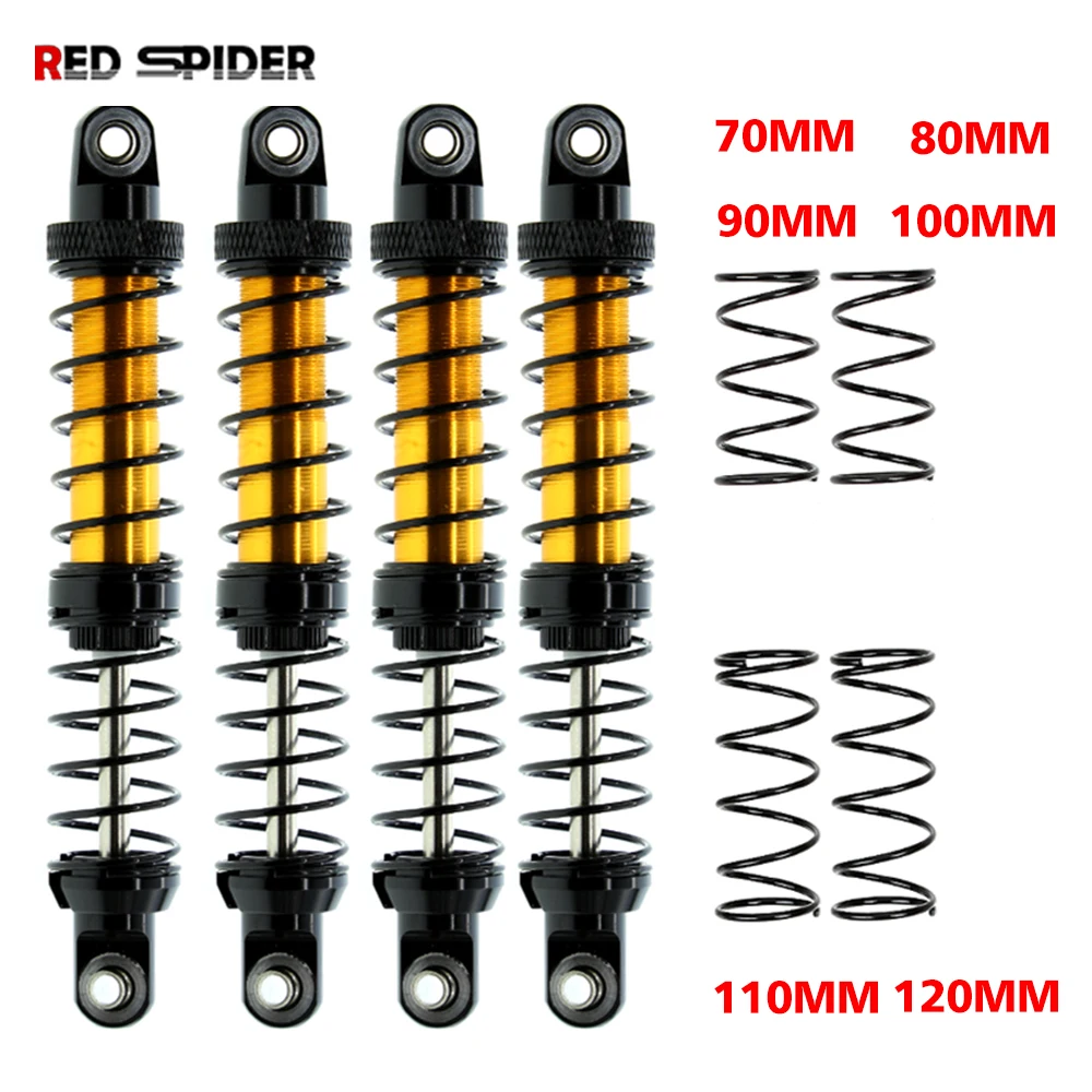 

4pc Metal 80mm 90mm 100mm 110mm 120mm Shock Absorber Oil Damper for 1/10 RC Crawler Car Axial SCX10 90046 AXI03007 TRX4 TRX6