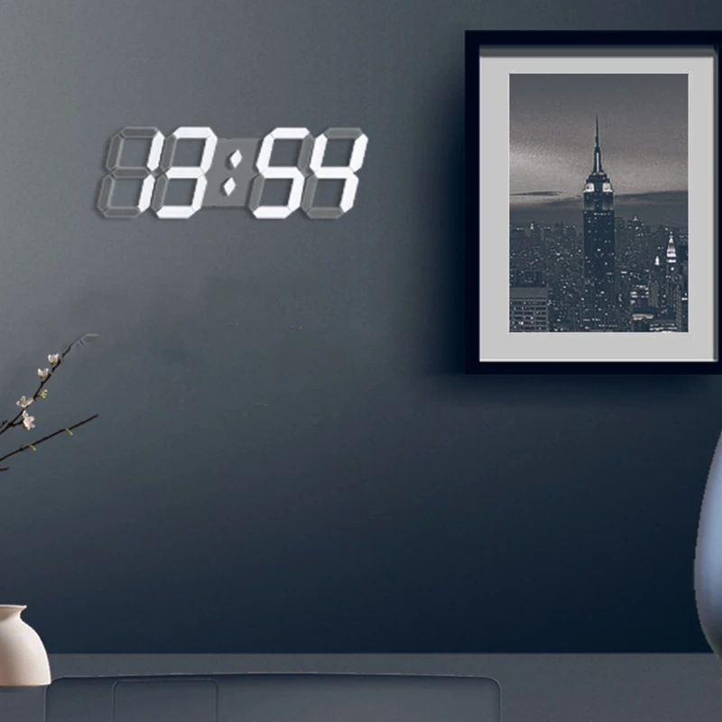 

3D LED Digital Wall Clock with Extra Large Numbers, Remote Control, Large Digital Timer, for Warehouse/Office/Home/Livin