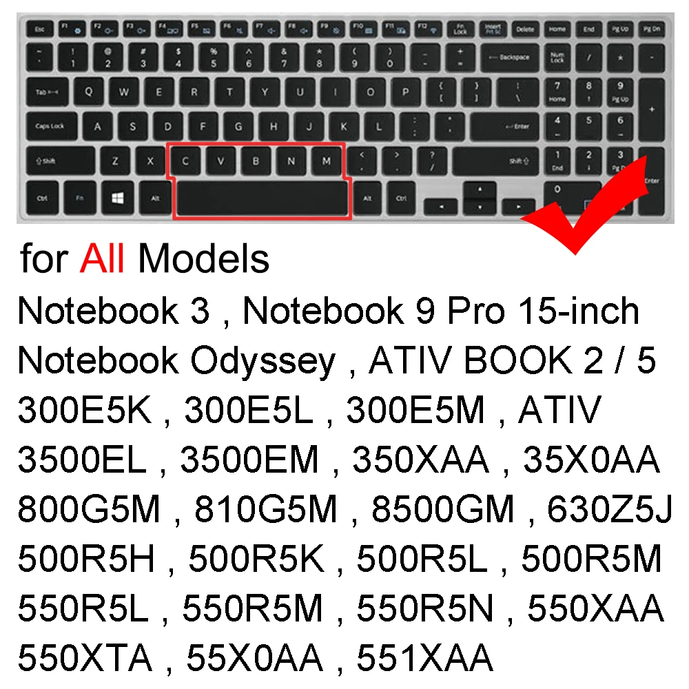 Чехол для клавиатуры Samsung Notebook 3 Odyssey 9 Pro 15 ATIV BOOK 2 5 800G5M 810G5M 8500GM 630Z5J прозрачный