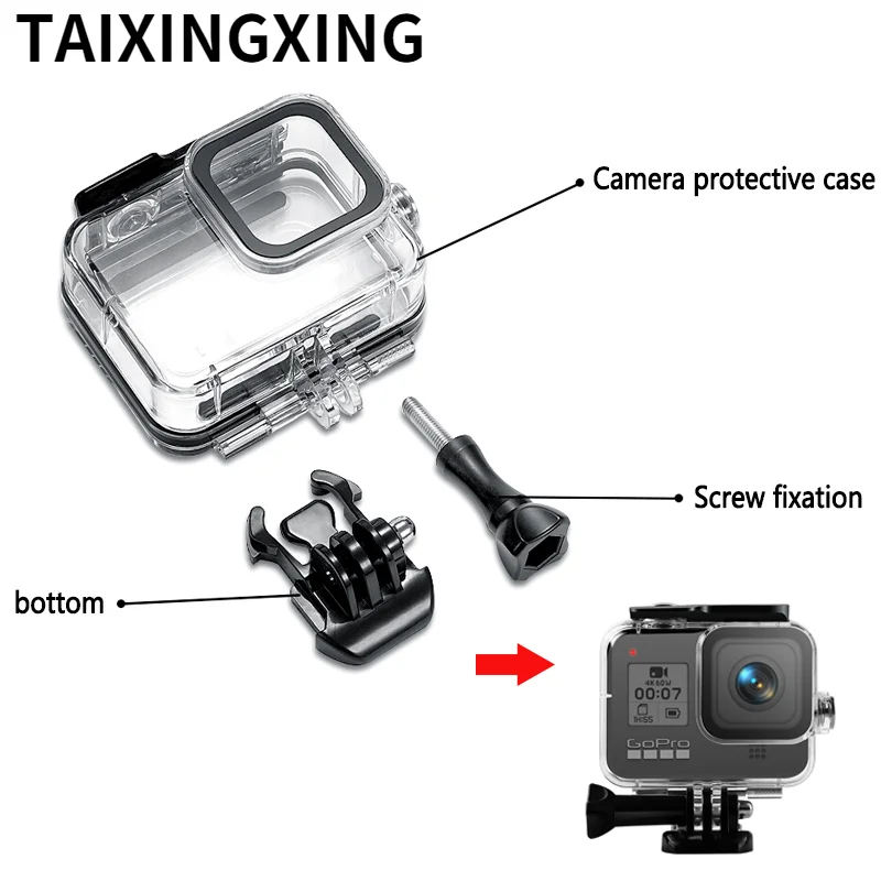 

60m Underwater Waterproof Case for GoPro Hero 8 Black Action Camera Protective Housing Cover Shell Frame for GoPro 8 Accessery