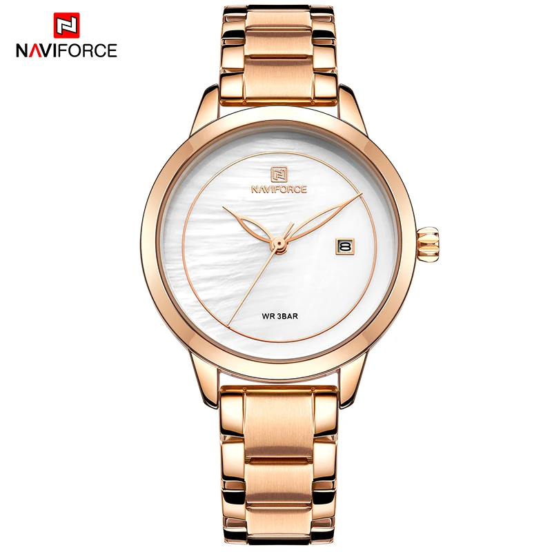 

2021NAVIFORCE New Women Watch Top Brand Luxury Rose Gold Ladies Wristwatch Stainless Steel Bracelet Classic Fashion Female Clock