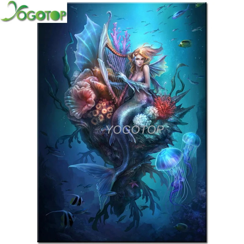 

5D DIY diamond painting Mermaid embroidery mosaic Underwater world landscape round square cross stitch hand drill decor YY3392