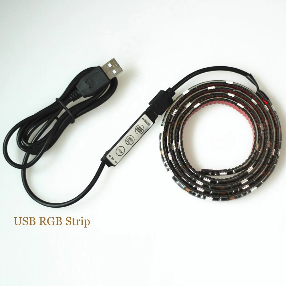 Водонепроницаемая светодиодная ленсветильник 5 в постоянного тока 1 м 2 3 4 USB 5050 RGB
