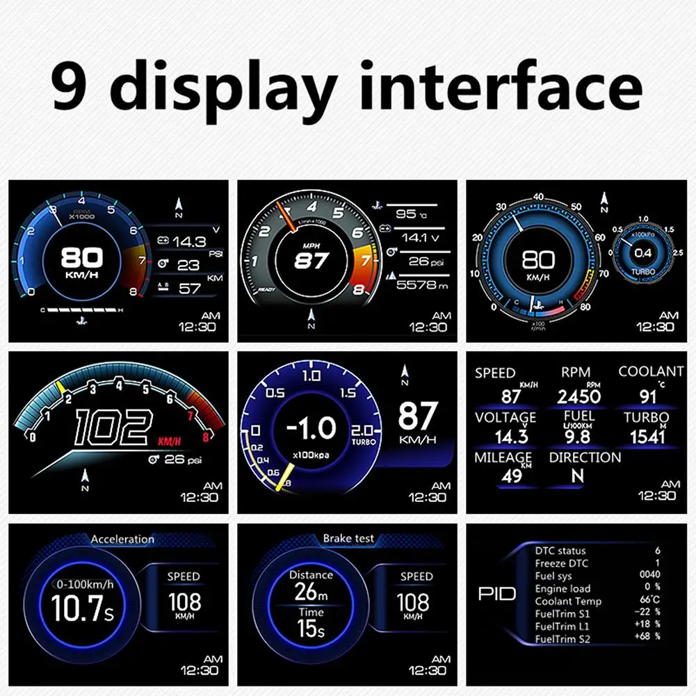 

Car HUD Display OBD+GPS Speedometer Smart On-board Computer With Adjustable Bracket Clear Fault Code Car Head-up Display