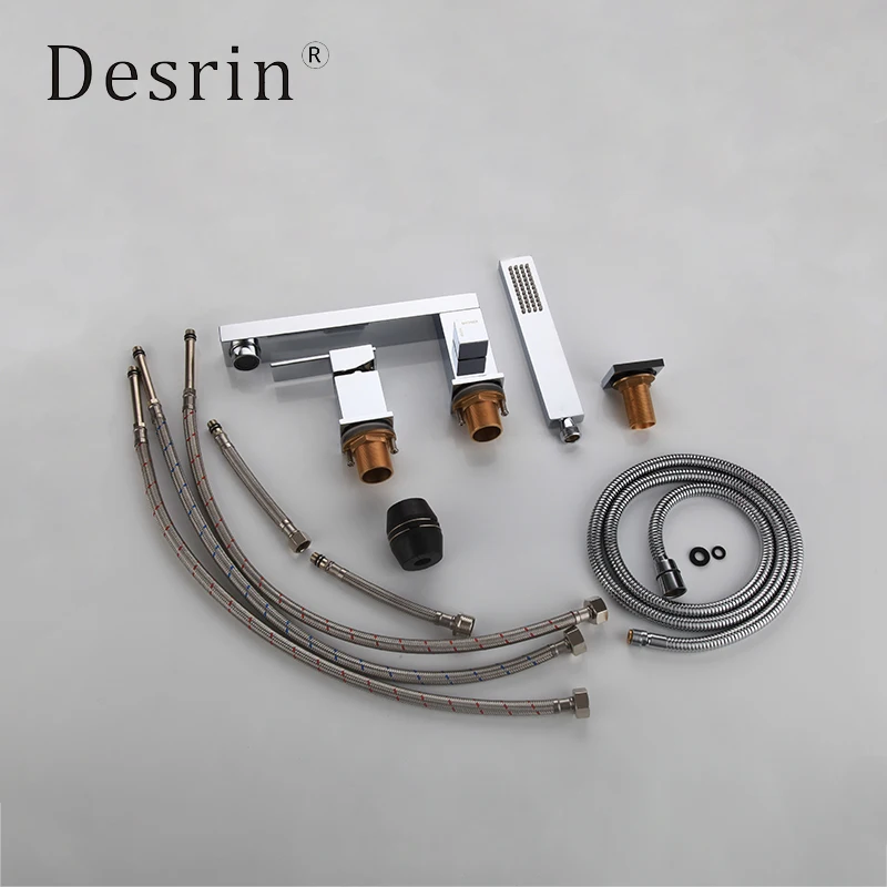 Латунный раздельный смеситель для ванной комнаты с расширенным ванны изливом