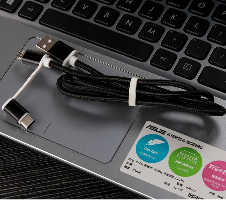 Black 2 в 1 USB кабель type C Micro USB кабель для быстрой зарядки многофункциональный USB C нейлоновая оплетка для samsung S9 Android кабели для мобильных телефонов - Цвет: Black