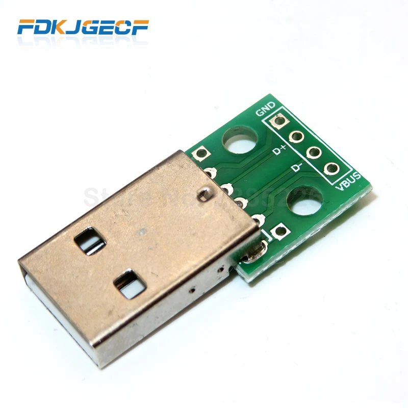 USB2.0 A Male 1 шт. Micro Mini USB Мужской USB 2,0 гнездовой usb-разъем интерфейс до 2,54 мм DIP PCB конвертер адаптер Breakout Board - Цвет: USB2.0 A Male