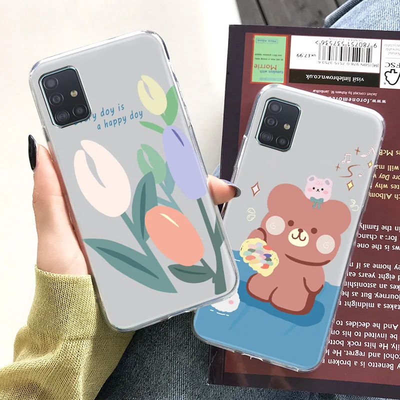 

Soft Flower Case For Samsung A7 2018 A750 Case Transparent Clear Funda For Samsung A6 Plus 2018 Case Silicon A8 Plus A9 2018