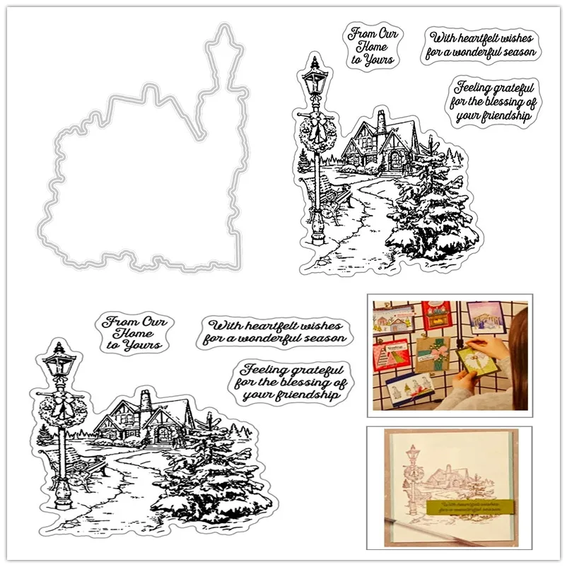 

Christmas Building House Clear Metal Cutting Dies Handmade for DIY Photo Album Decoration Scrapbooking Embossing Template Stamp