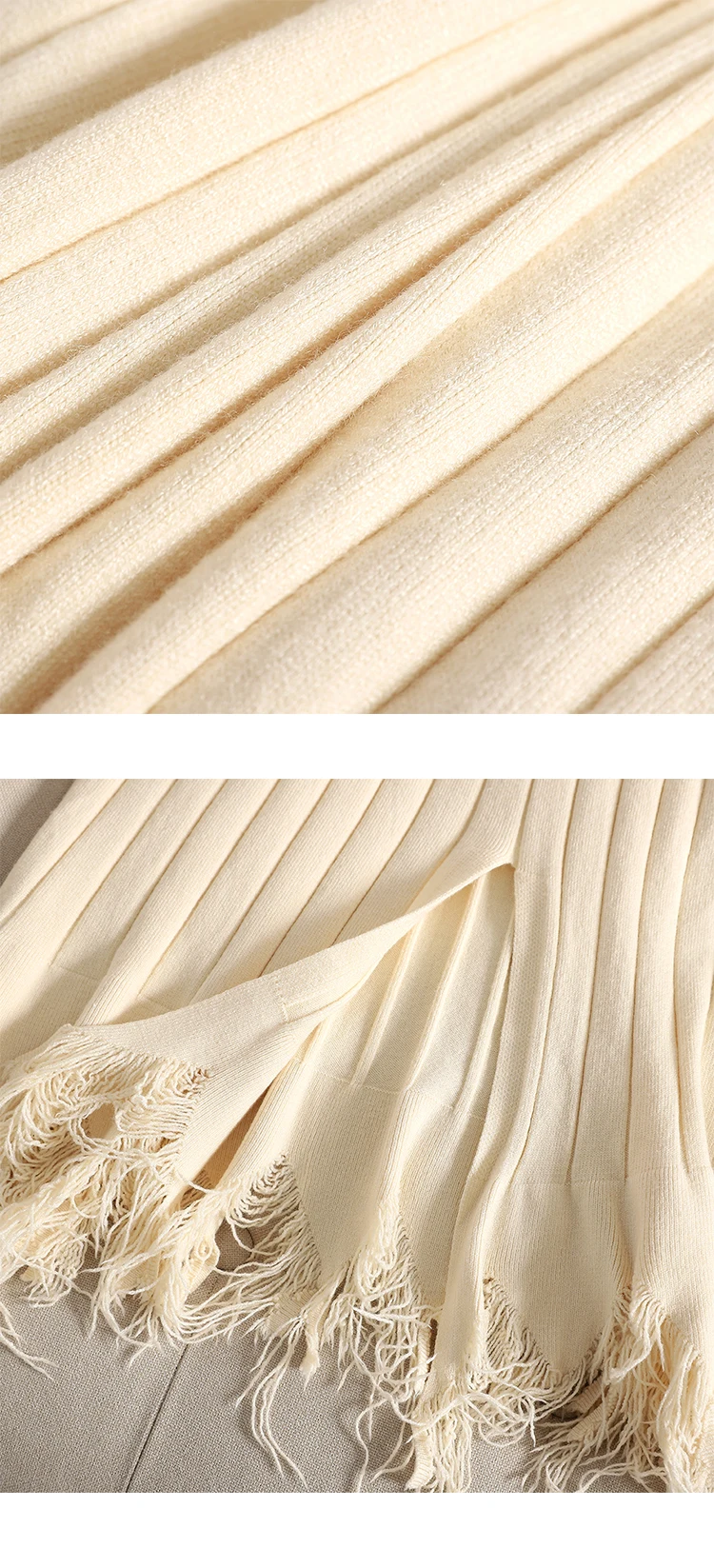 Осень и зима необработанный край диких шарфов полосатый бахрома слово длинный раздел вязаная юбка