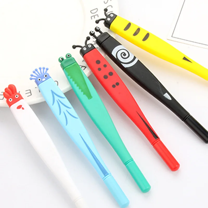 

36 Pcs Per Set Korean-style Cartoon Cute Creative Animal Modeling Gel Pen Frog Insect Snail Cock Caterpillar Black