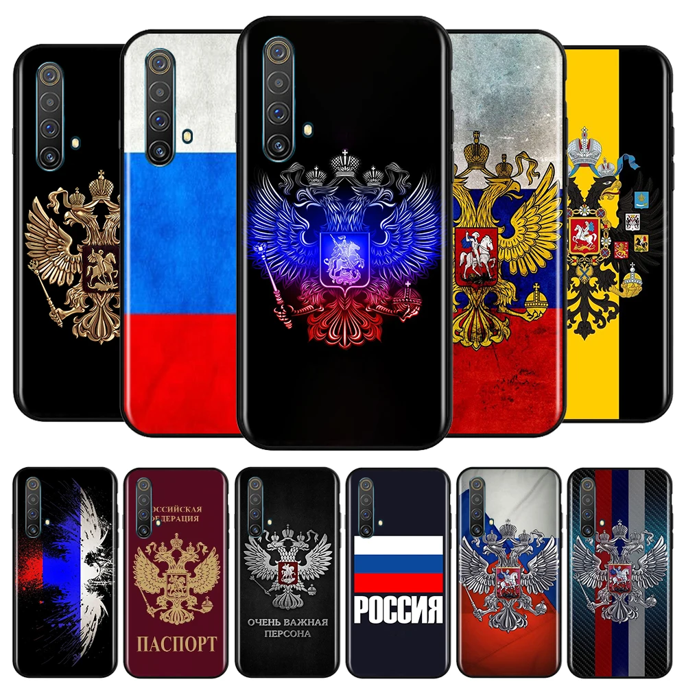 

Russia Russian Flags For OPPO Realme Q3 Q2 V15 V3 X50 X7 X3 X2 XT Pro Carnival Superzoom 5G Silicone Black Phone Case