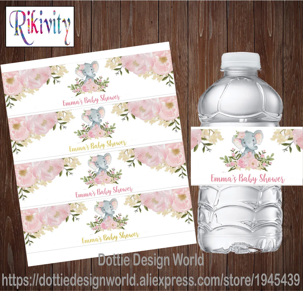 20 штук пользовательские слон с цветочным узором для девочек на день рождения