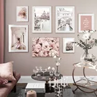 Венеция Городской Дворец розовый цветок девушка настенная Картина на холсте скандинавские плакаты и принты настенные картины для гостиной домашний декор