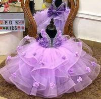 infant toddler baby girl dress for birthday lace handmade flowers puffy kids clothes children party gown big bow