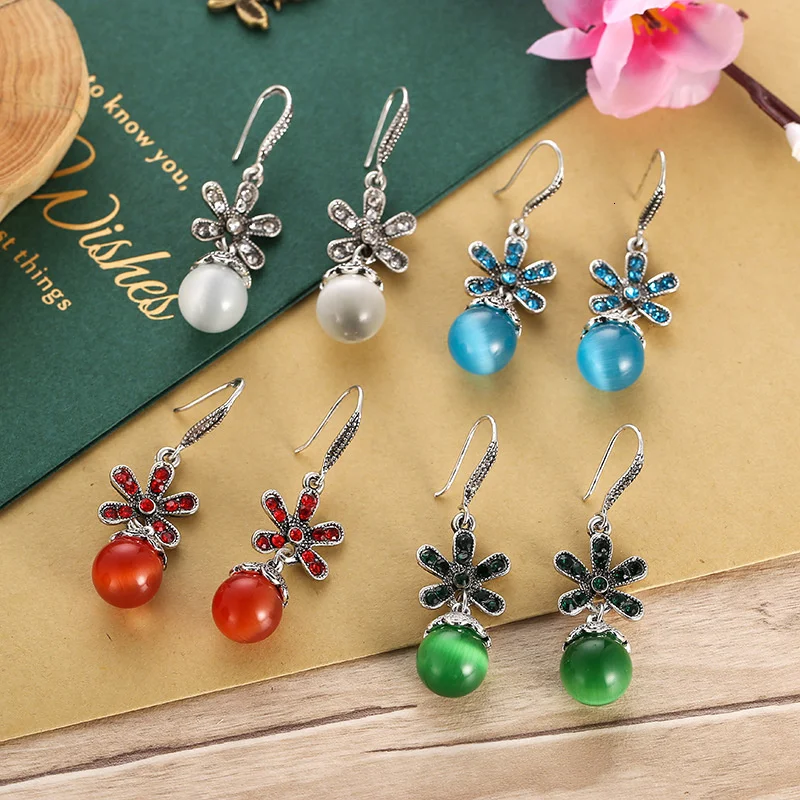 Богемные винтажные женские серьги в этническом стиле античные серебряные