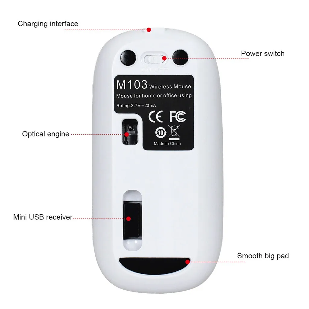 

Wireless Mouse Rechargeable 2.4G Metal Noiseless Silent Click Optical Mouse For Notebook Office Desktop free shipping