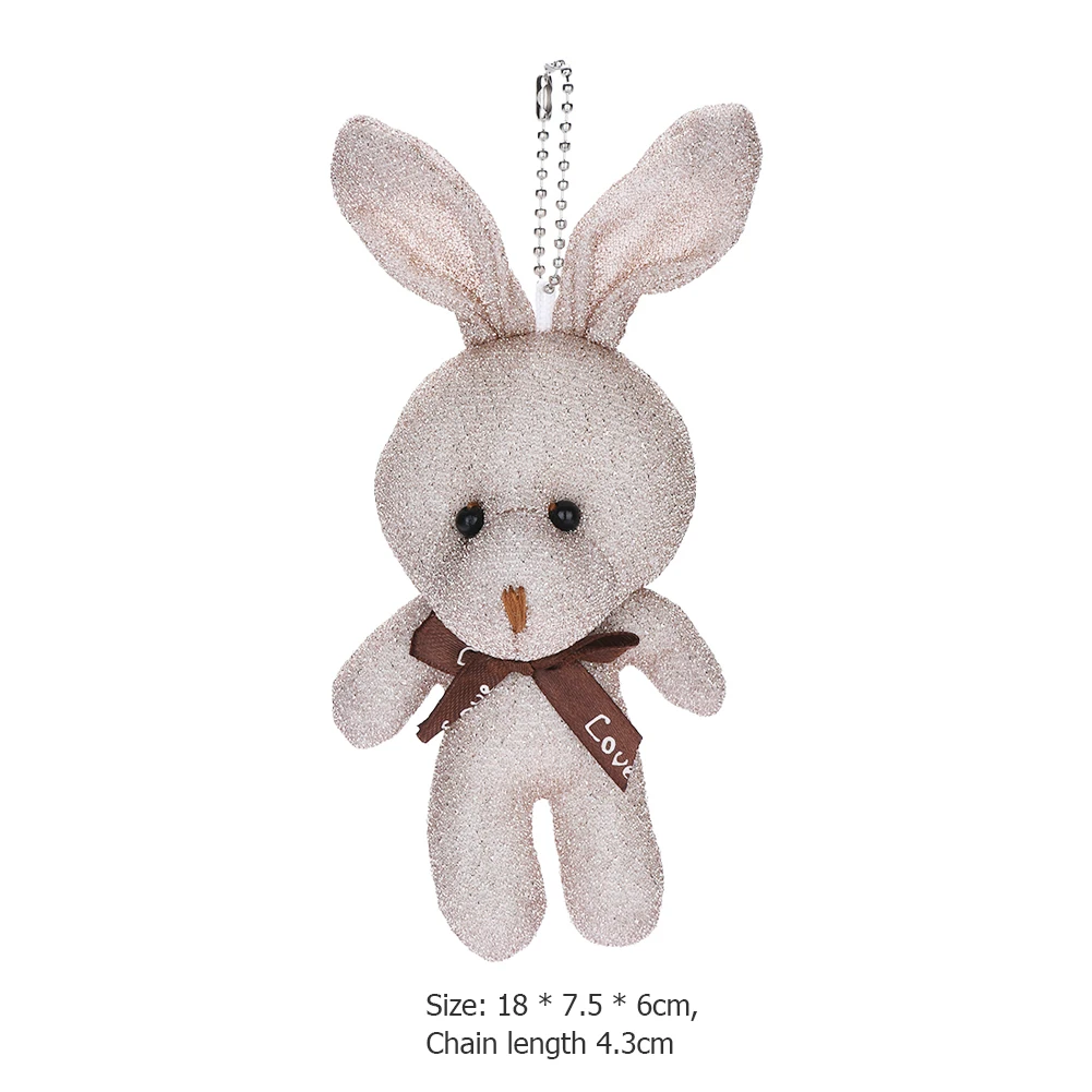 

Cute Little Rabbit Stuffed Plush Toy Shiny Bow Rabbit Doll Mini Plush Keychain Pendant