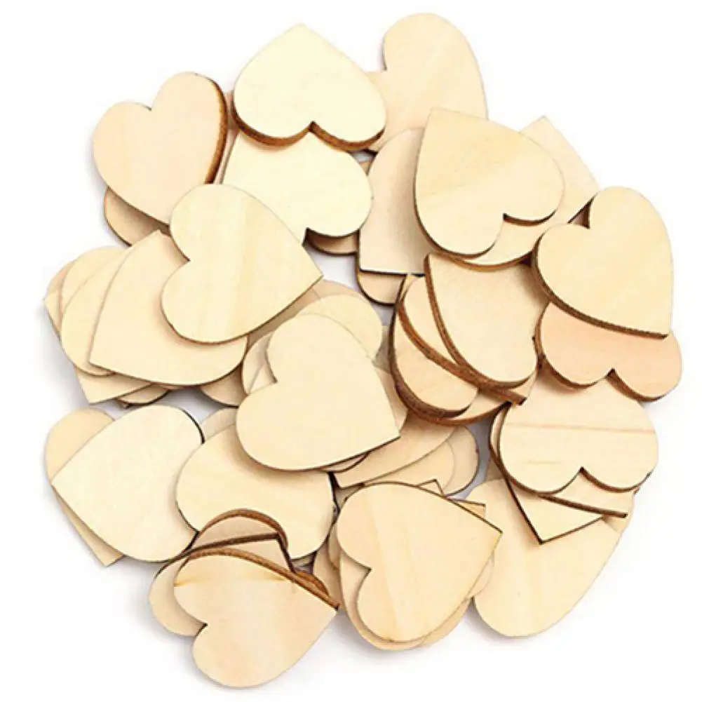 

50 шт. в форме сердца d экологически чистые декоративные деревянные щепы в форме сердца DIY подвесные сердца простое украшение для творчества