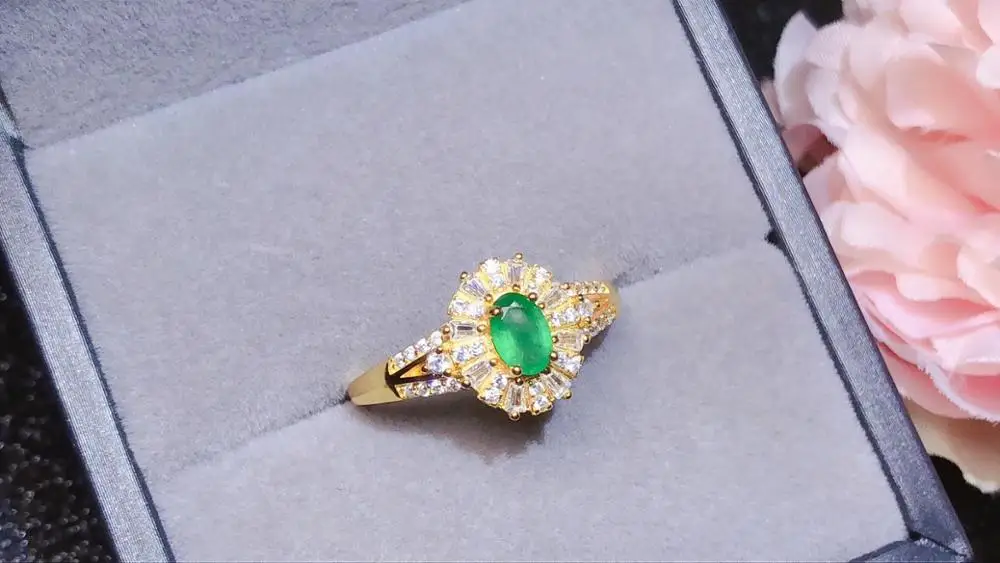 

New Arrival Natural and Real Emerald ring 925 sterling silver Fine jewelry For men or women