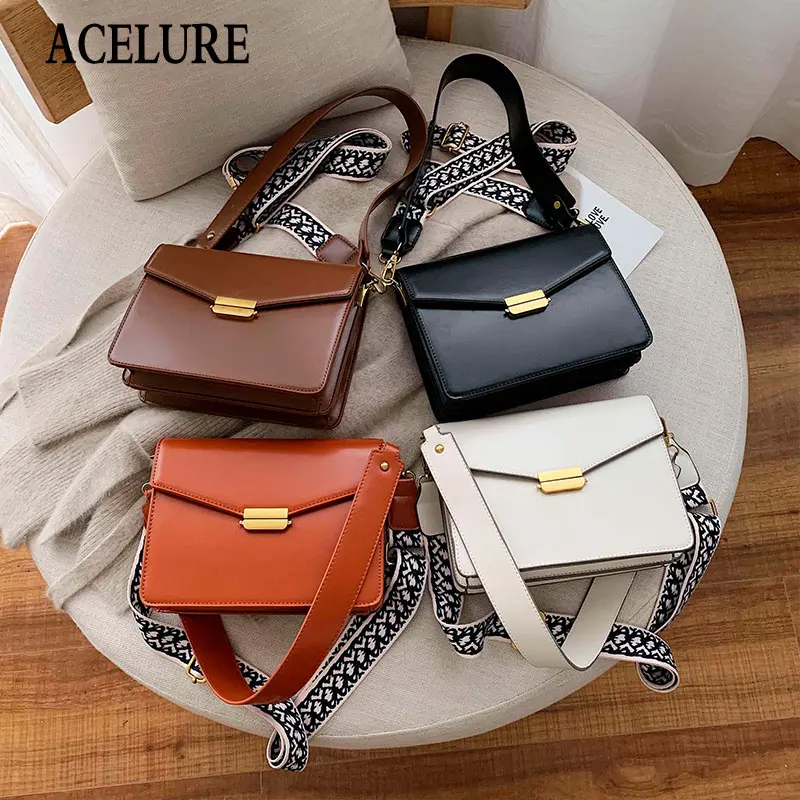 

ACELURE Solid Color Soft PU Leather Handbags for Women Designer Shoulder Bags Female Cover Messenger Crossbody Bags Sac A Main
